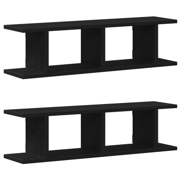 Rafturi de perete 2 buc Stejar negru 75x18x20 cm Lemn prelucrat - Img 2