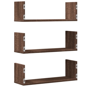Rafturi de perete 3 buc. stejar maro 58x18x18 cm lemn prelucrat - Img 5