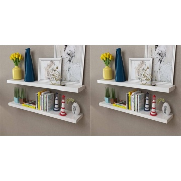 Rafturi de perete, 4 buc., alb, 100 cm - Img 1