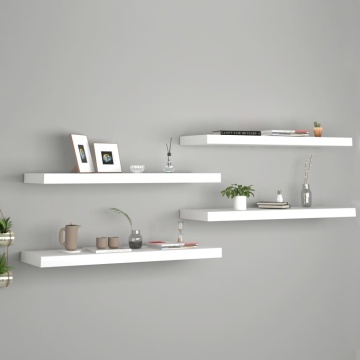 Rafturi de perete, 4 buc., alb, 80 x 23,5 x 3,8 cm, MDF - Img 1