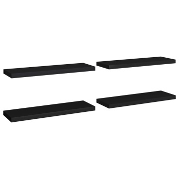Rafturi de perete, 4 buc., negru, 80 x 23,5 x 3,8 cm, MDF - Img 2