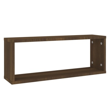 Rafturi de perete cub, 2 buc., stejar maro, 60x15x23 cm, lemn - Img 3