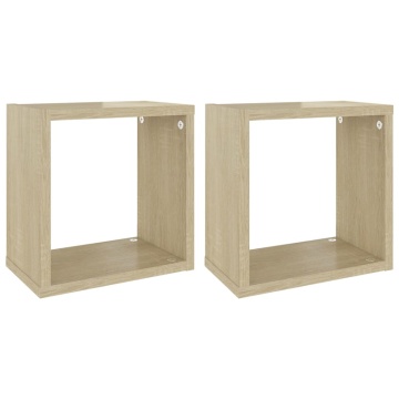 Rafturi de perete cub 2 buc. stejar sonoma 26x15x26 cm - Img 2