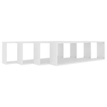 Rafturi de perete cub, 4 buc., alb, 100x15x30cm PAL - Img 4