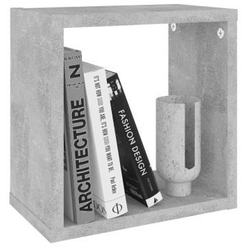 Rafturi de perete cub, 4 buc., gri beton, 26x15x26 cm - Img 4