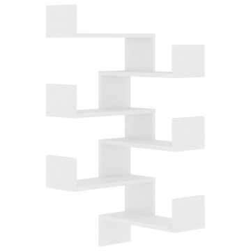 Rafturi de perete pe colț, 2 buc., alb, 40x40x50 cm PAL - Img 2