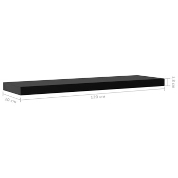 Rafturi de perete suspendate, 2 buc., negru, 120 x 20 x 3,8 cm - Img 5