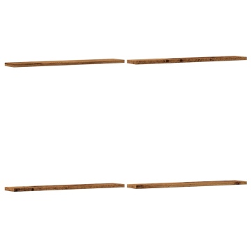 Rafturi perete 4 buc., lemn vechi, 60x20x1,5 cm, lemn prelucrat - Img 2
