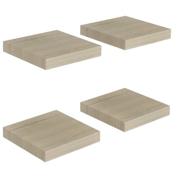 Rafturi perete suspendate, 4 buc., stejar, 23x23,5x3,8 cm, MDF - Img 2