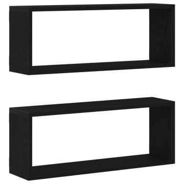 Rafturi vitaXL 2 buc Negru Stejar 60x15x23 cm Făcute din lemn lamelat - Img 2