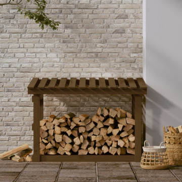 Rastel lemne de foc, maro miere, 108x64,5x77 cm, lemn masiv pin - Img 3