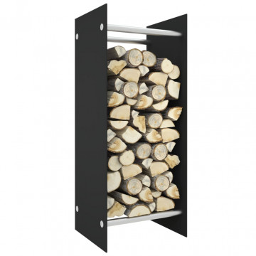 Rastel lemne de foc negru 40x35x100 cm sticlă securizată - Img 1