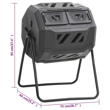 Recipient de compost de grădină, negru, 73x64x95 cm, 160 L - Img 6