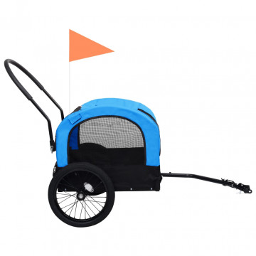 Remorcă bicicletă & cărucior 2-în-1 animale, albastru și negru - Img 4