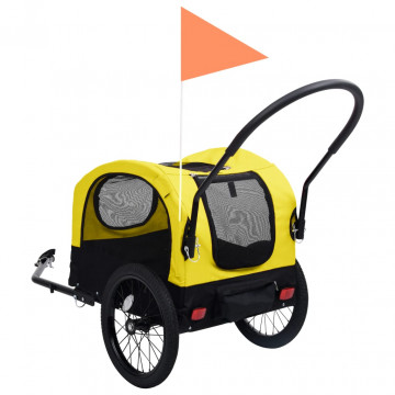 Remorcă bicicletă & cărucior 2-în-1 animale, galben și negru - Img 8