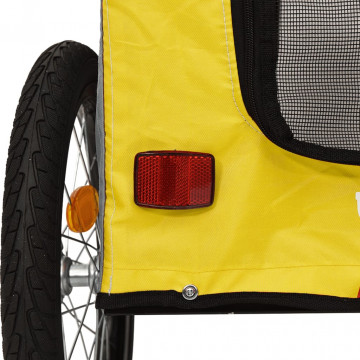 Remorcă bicicletă pentru câini galben&gri țesătură oxford&fier - Img 7