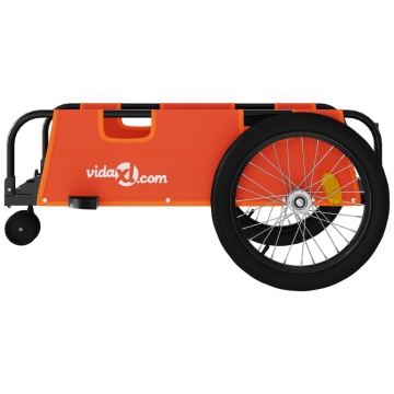 Remorcă bicicletă, portocaliu și negru, țesătură oxford și fier - Img 5
