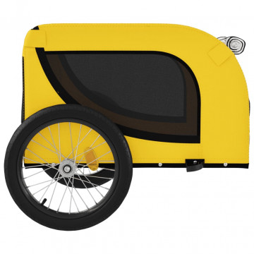 Remorcă de bicicletă câini galben&negru textil oxford&fier - Img 5