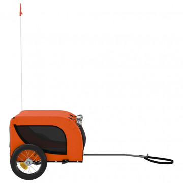 Remorcă de bicicletă câini portocaliu&negru textil oxford&fier - Img 8