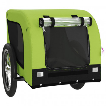 Remorcă de bicicletă câini verde&negru textil oxford&fier - Img 4