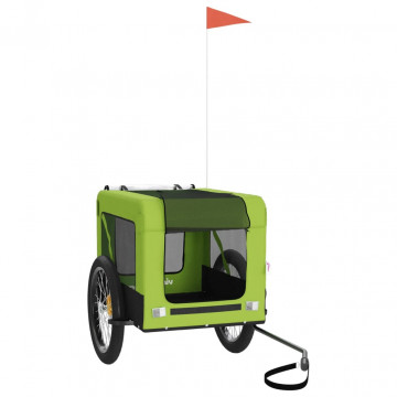 Remorcă de bicicletă câini verde&negru textil oxford&fier - Img 2