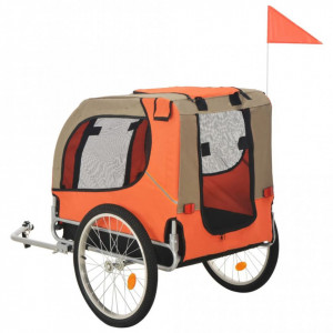 Remorcă de bicicletă pentru câini, portocaliu și gri - Img 3