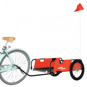 Remorcă de bicicletă pentru marfă, portocaliu, textil și fier - Img 3