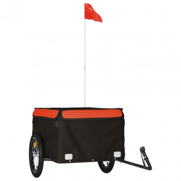 Remorcă de marfă pentru biciclete negru/portocaliu 45 kg fier - Img 2