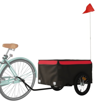 Remorcă pentru biciclete, negru și roșu, 45 kg, fier - Img 3