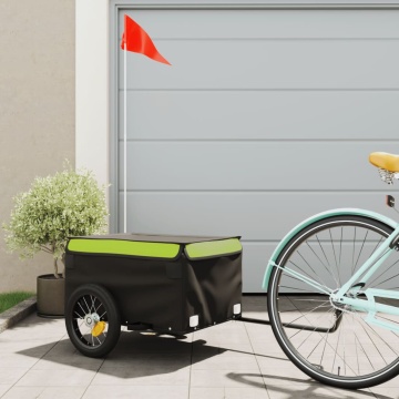 Remorcă pentru biciclete, negru și verde, 30 kg, fier - Img 1