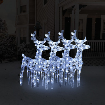 Reni de Crăciun, 4 buc., alb rece, 160 LED-uri, acril - Img 1