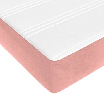 Saltea de pat cu arcuri, roz, 180x200x20 cm, catifea - Img 6