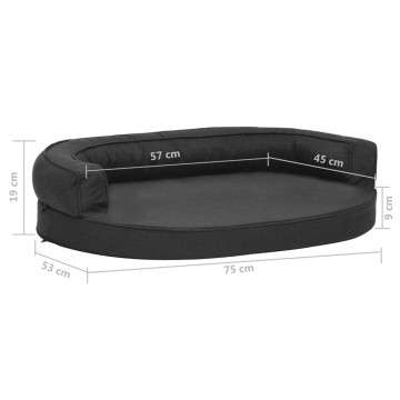 Saltea ergonomică pat de câini, negru, 75x53 cm, aspect de in - Img 6