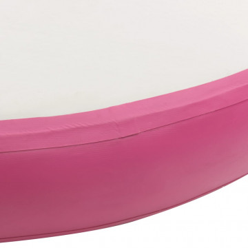 Saltea gimnastică gonflabilă cu pompă, roz, 100x100x20 cm, PVC - Img 7