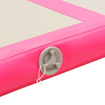 Saltea gimnastică gonflabilă cu pompă roz 300x100x10cm PVC - Img 11