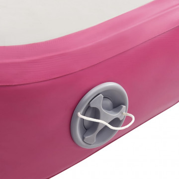 Saltea gimnastică gonflabilă cu pompă roz 600x100x20 cm PVC - Img 5