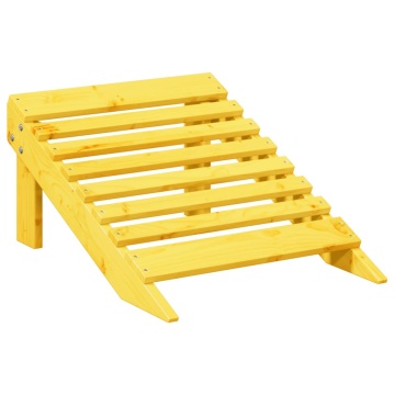 Scaun Adirondack cu taburet, galben, lemn masiv de brad - Img 4