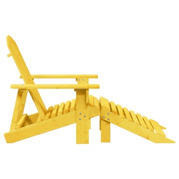 Scaun Adirondack cu taburet, galben, lemn masiv de brad - Img 5