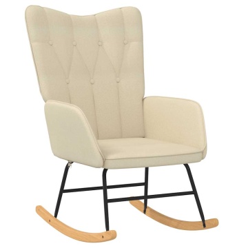 Scaun balansoar cu taburet, crem, textil - Img 5