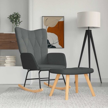 Scaun balansoar cu taburet, gri închis, textil - Img 1
