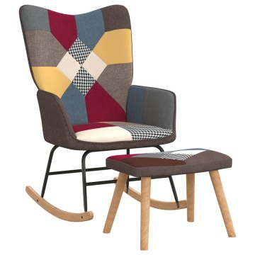 Scaun balansoar cu taburet, mozaic, material textil - Img 2