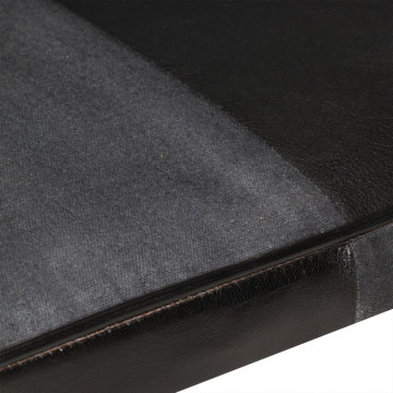 Scaun cu spătar înalt, negru și gri, piele naturală - Img 6