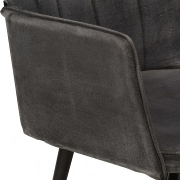 Scaun cu spătar și taburet, negru vintage, pânză - Img 5