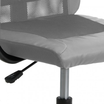 Scaun de birou, gri, plasă textilă și piele ecologică - Img 6
