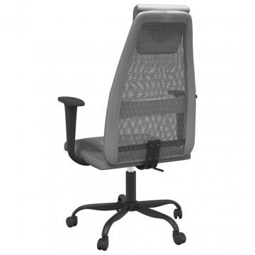 Scaun de birou, gri, plasă textilă și piele ecologică - Img 8