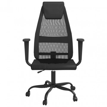Scaun de birou, negru, plasă textilă și piele ecologică - Img 3