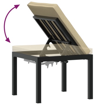 Scaun de grădină cu pernă, negru, oțel vopsit electrostatic - Img 5