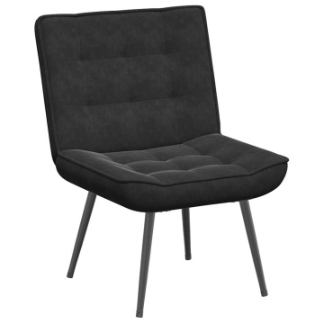 Scaun de relaxare cu taburet, negru, catifea - Img 8