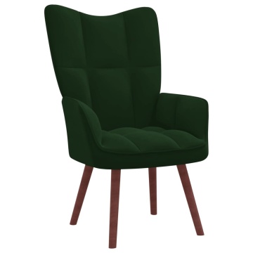 Scaun de relaxare cu taburet, verde închis, catifea - Img 8