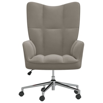 Scaun de relaxare, gri deschis, catifea - Img 2